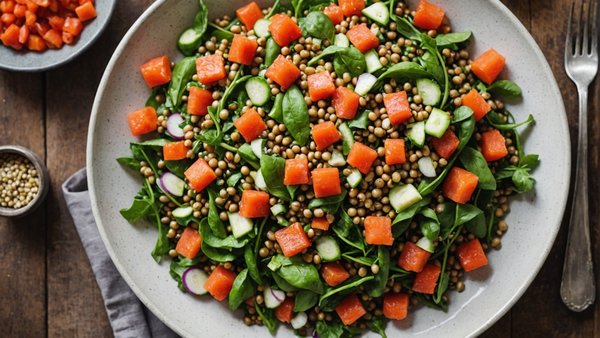 Découvrez les Secrets d"une Salade de Lentilles Corail aux Légumes Croquants et à la Vinaigrette Citronnée